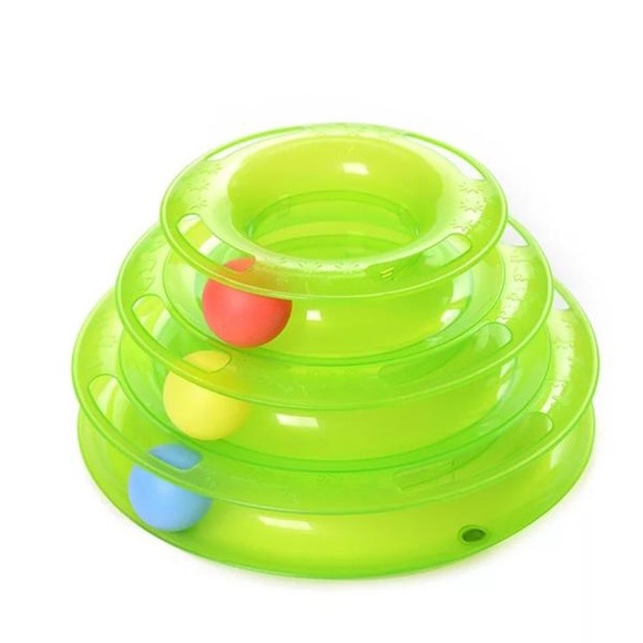 NEW Triple Fun Ball Track Cat Tower - Picture 2 of 3